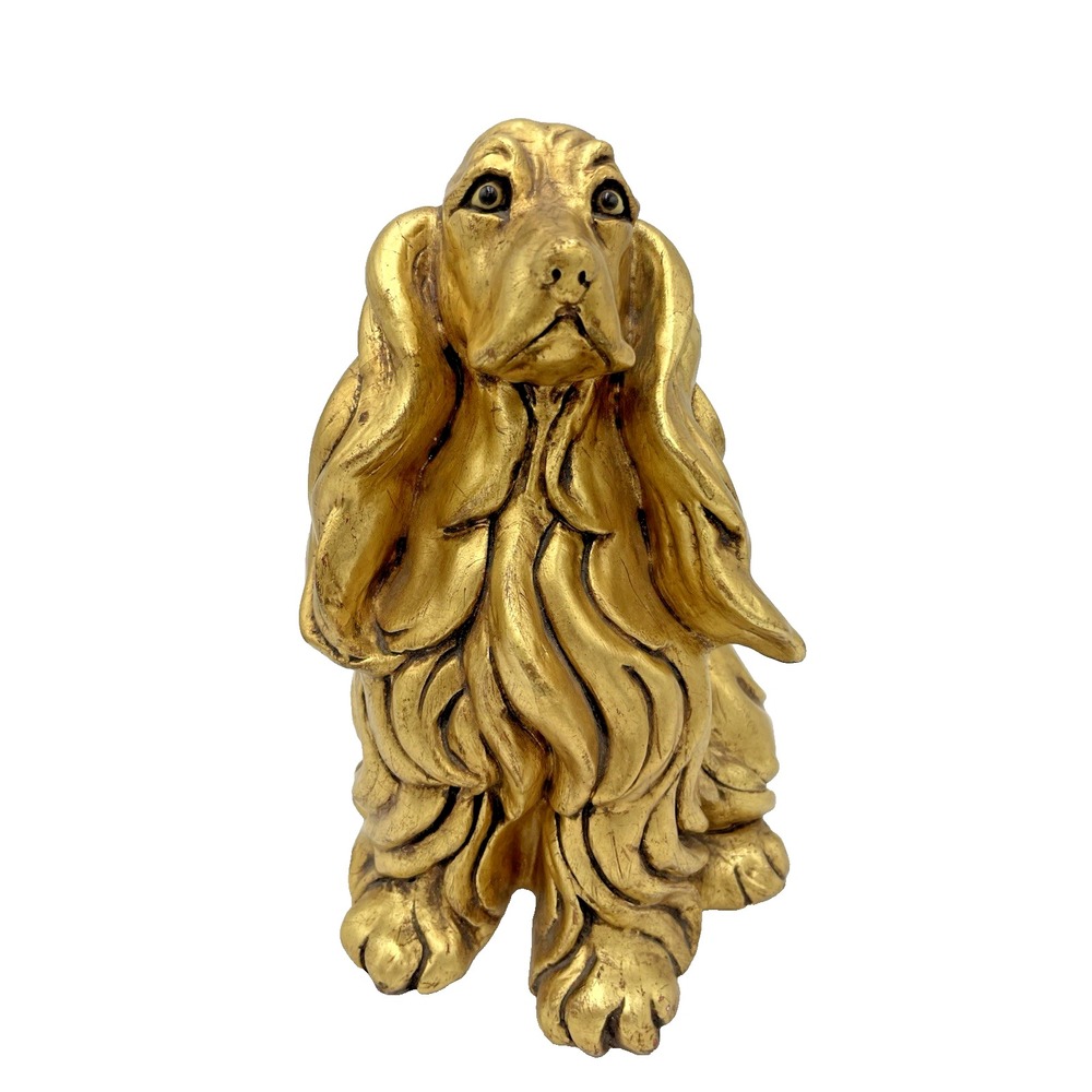 Vtg MCM Kay Finch California Pottery 846 Gold Leaf Large Cocker Spanial Dog